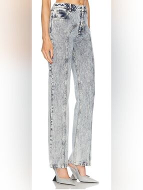 Aknvas High-Rise Acid Wash Straight-Leg Jeans - Light Gray/Black Wash